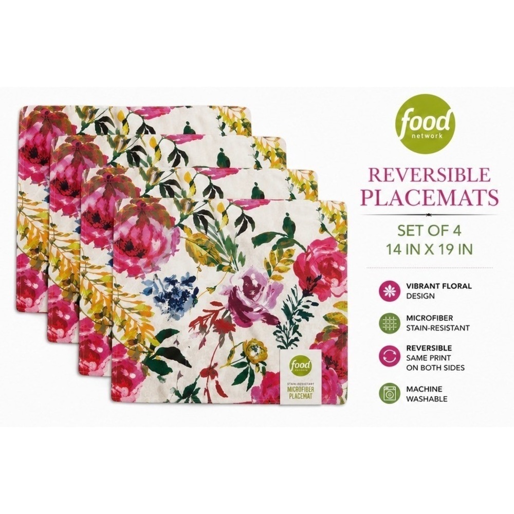 Food Network Blooming Trellis Microfiber Placemat Floral Multicolor 14x19 NEW